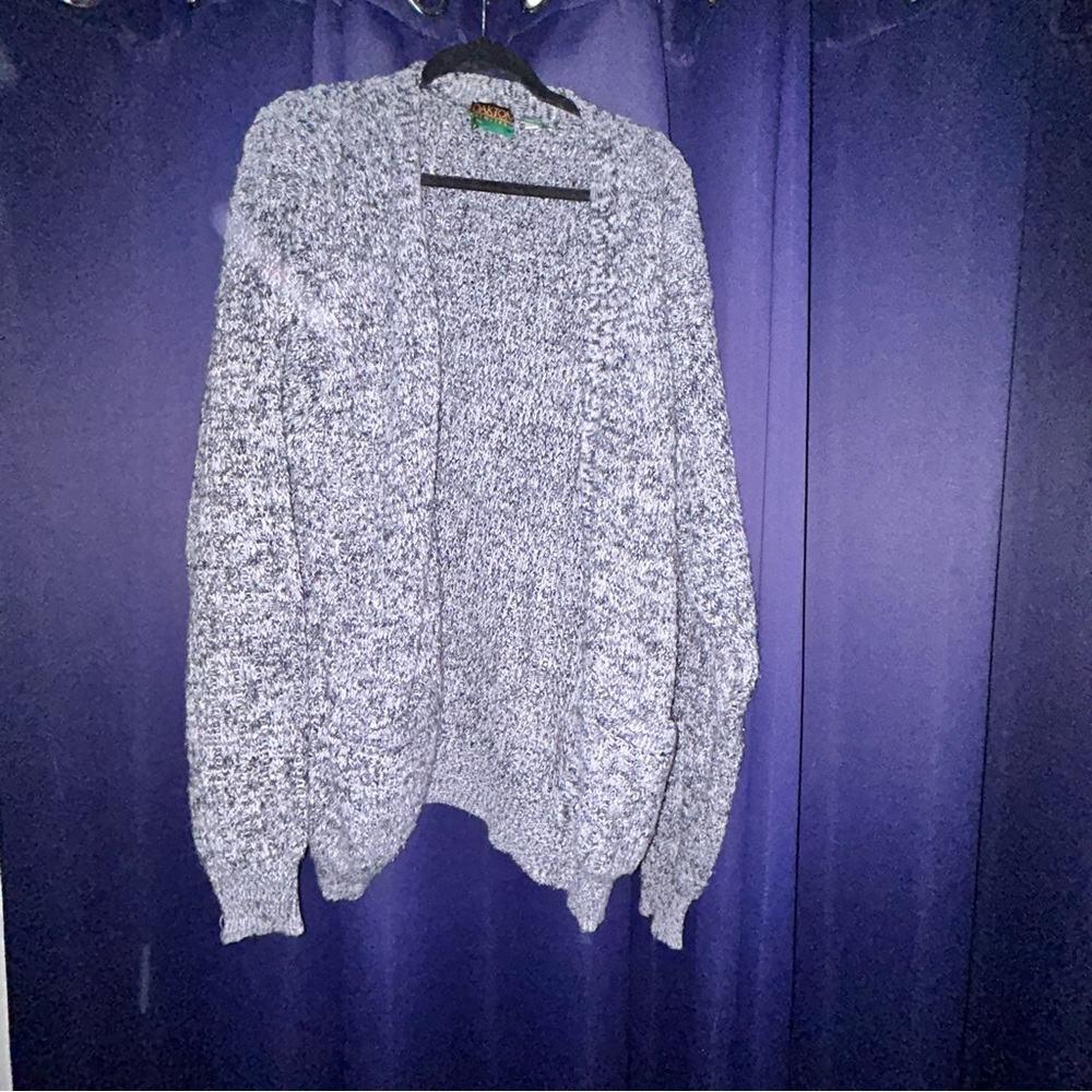 Heathered Gray Chunky Knit Cardigan Sweater Grand Dad